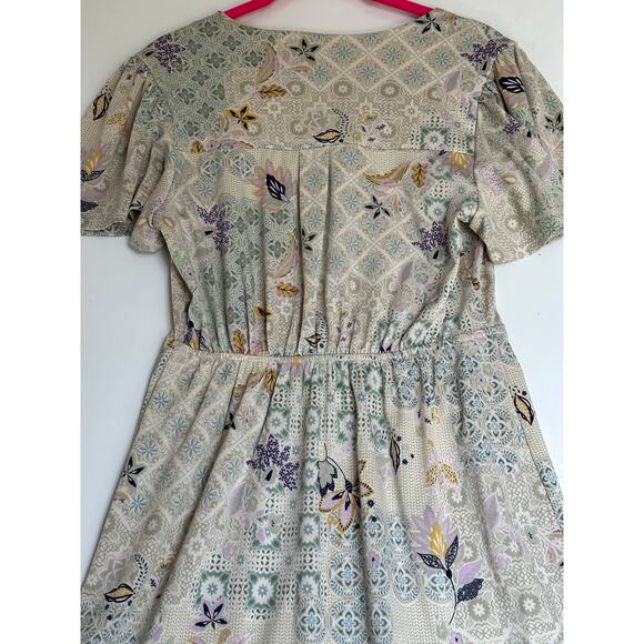 Monteau Los Angeles Patchwork Print summer Dress Womens Med Cottagecore bohemian - Picture 3 of 8
